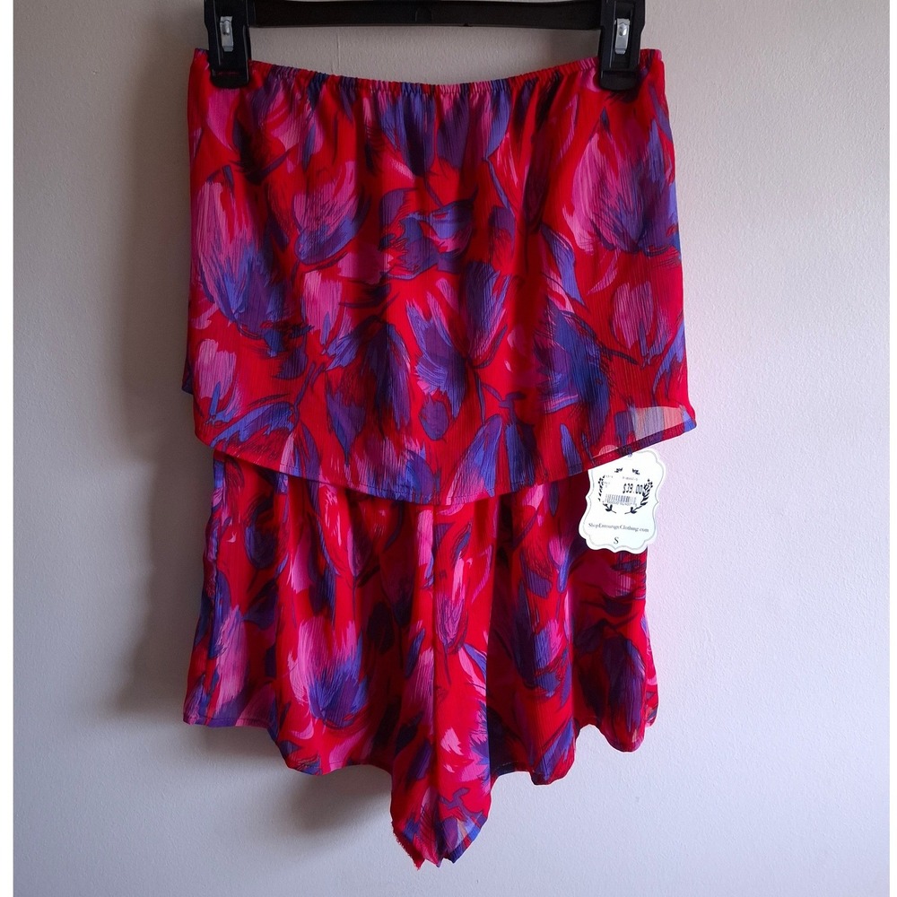 NEW Blakely Strapless Rompers Boho Chic Floral Flowy Festival Ruffle Resort Sz S